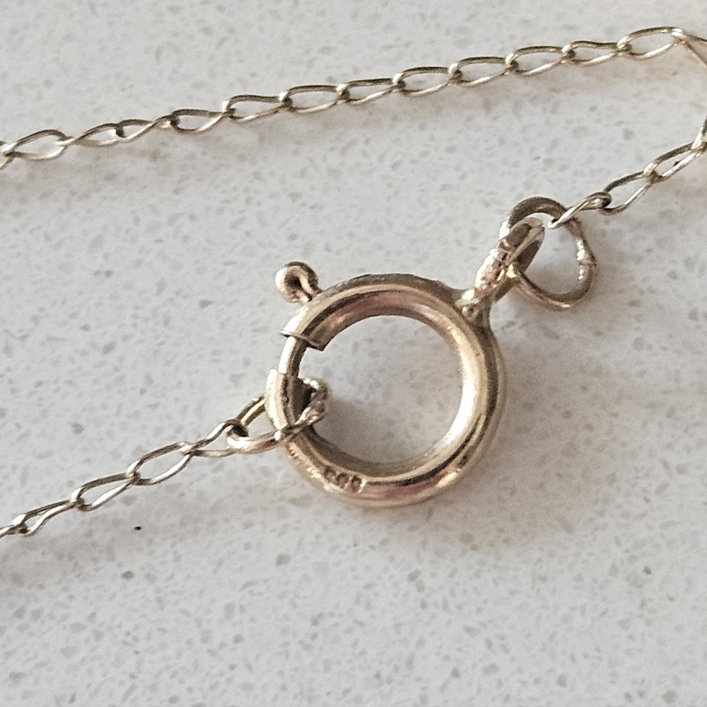 Vintage Dainty 14k 585 Gold Necklace Pink Ruby Diamond Flower Pendant 18" - Picture 4 of 8